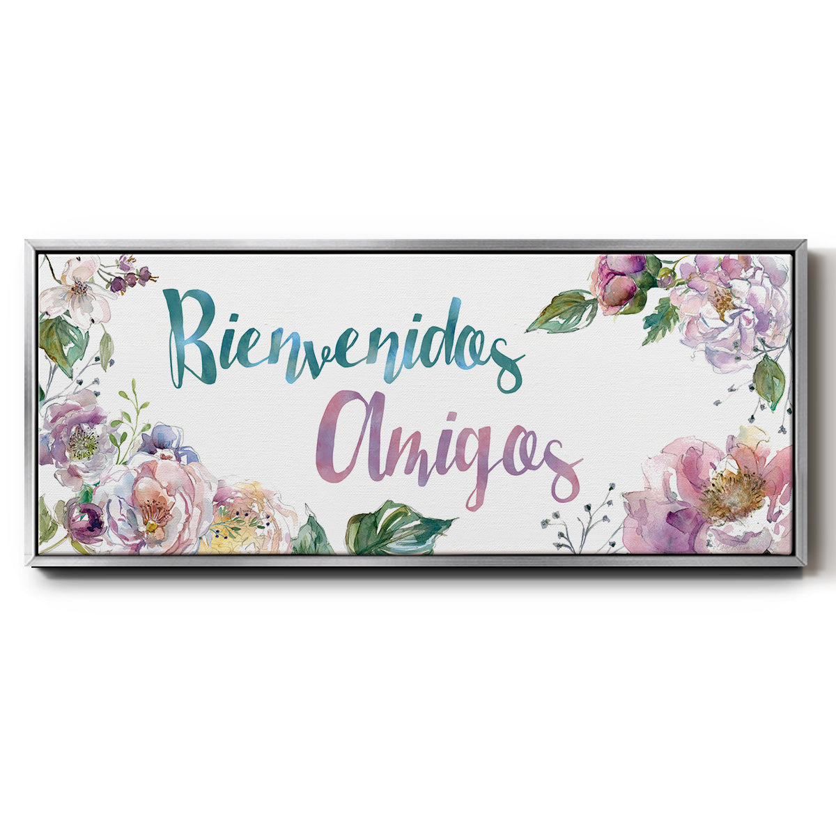 Bienvenidos Amigos - Floater Framed Canvas Print