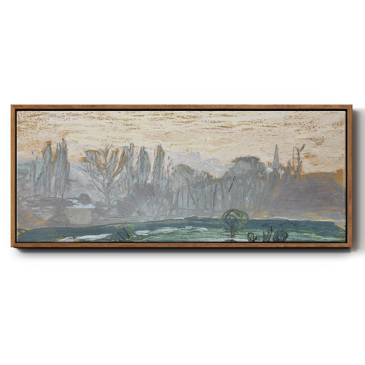 Winter Landscape with Evening Sky, 1870 - Floater Framed Canvas Print