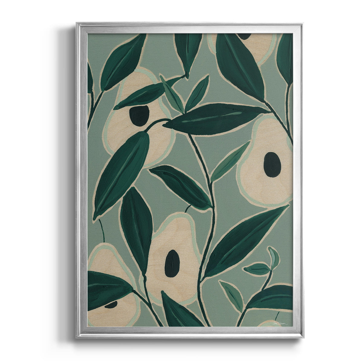 Monochrome Avocados - Modern Framed Canvas Print