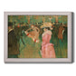 Impressionist nightlife dance scene by Henri de Toulouse-Lautrec printed on canvas in an ornate weathered white frame.