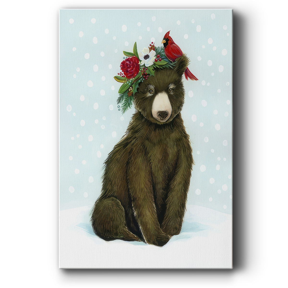 Winter Woodland Creatures with Cardinals I - Gallery Wrapped Canvas