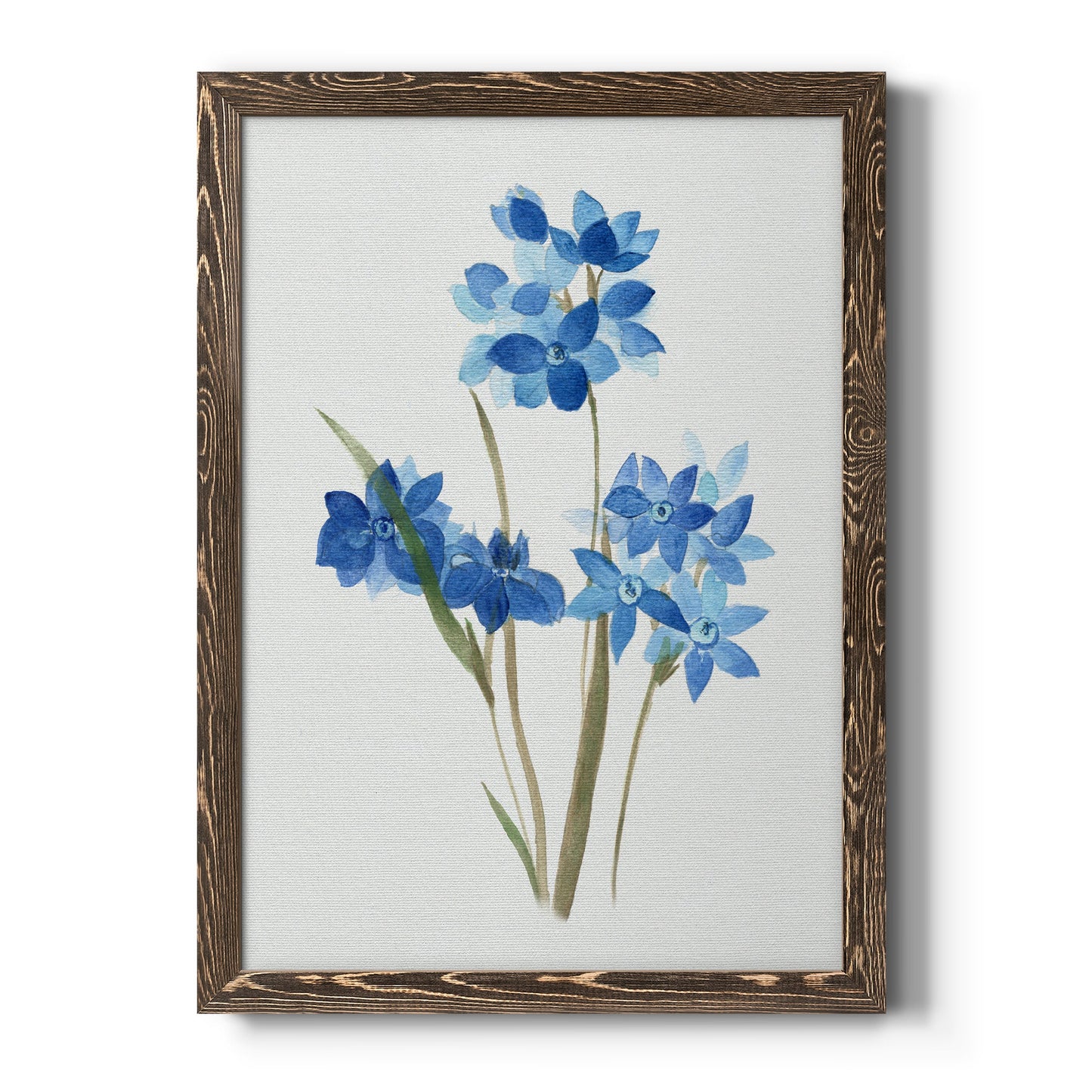 Blue Blossom Botanical I - Premium Canvas Framed in Barnwood - Ready to Hang