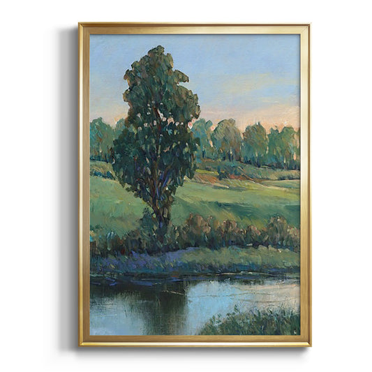 Tree by the Riverbank II - Modern Framed Canvas Print