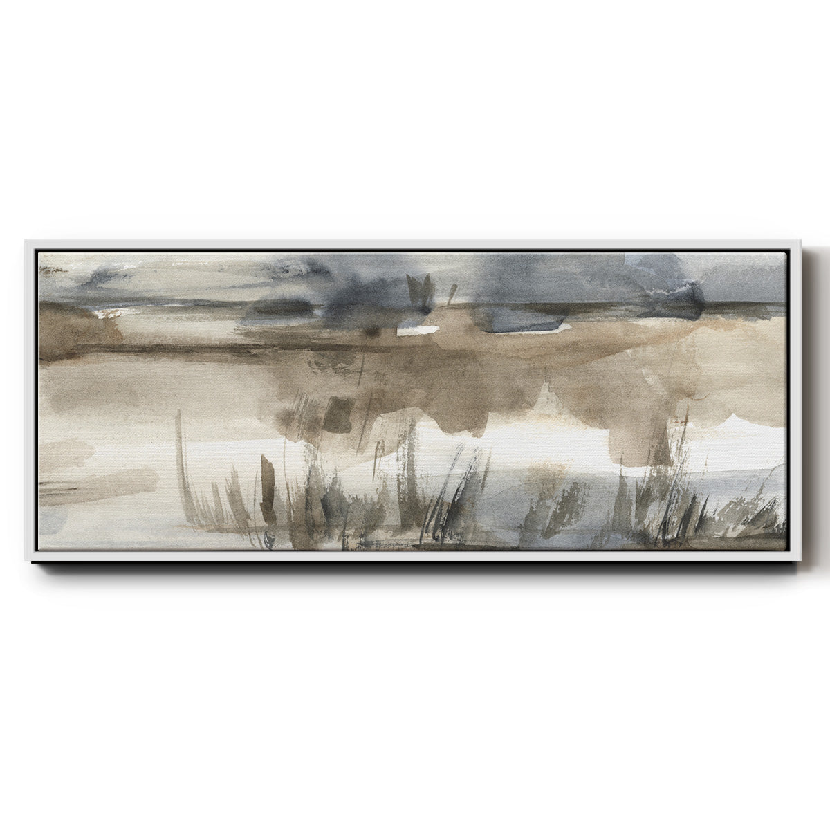 BlueGrey Marsh I - Floater Framed Canvas Print