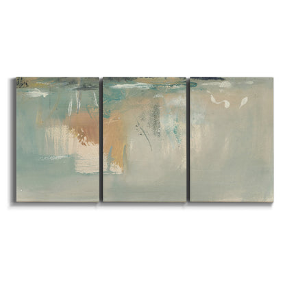 Three-panel canvas wall art featuring minimalist abstract emotional fields on white background.