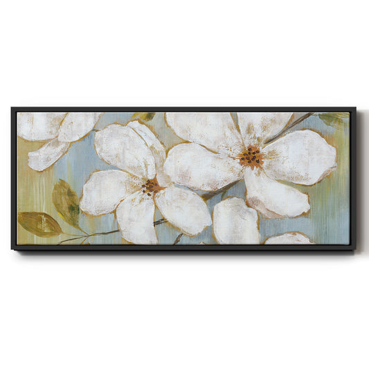 White Blossoms - Floater Framed Canvas Print