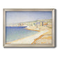 Impressionist Mediterranean jetty seascape by Paul Signac printed on canvas in an ornate champagne frame.