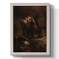 Classical religious portrait of Paul the Apostle by Rembrandt van Rijn printed on canvas in an ornate weathered white frame with a vertical orientation.