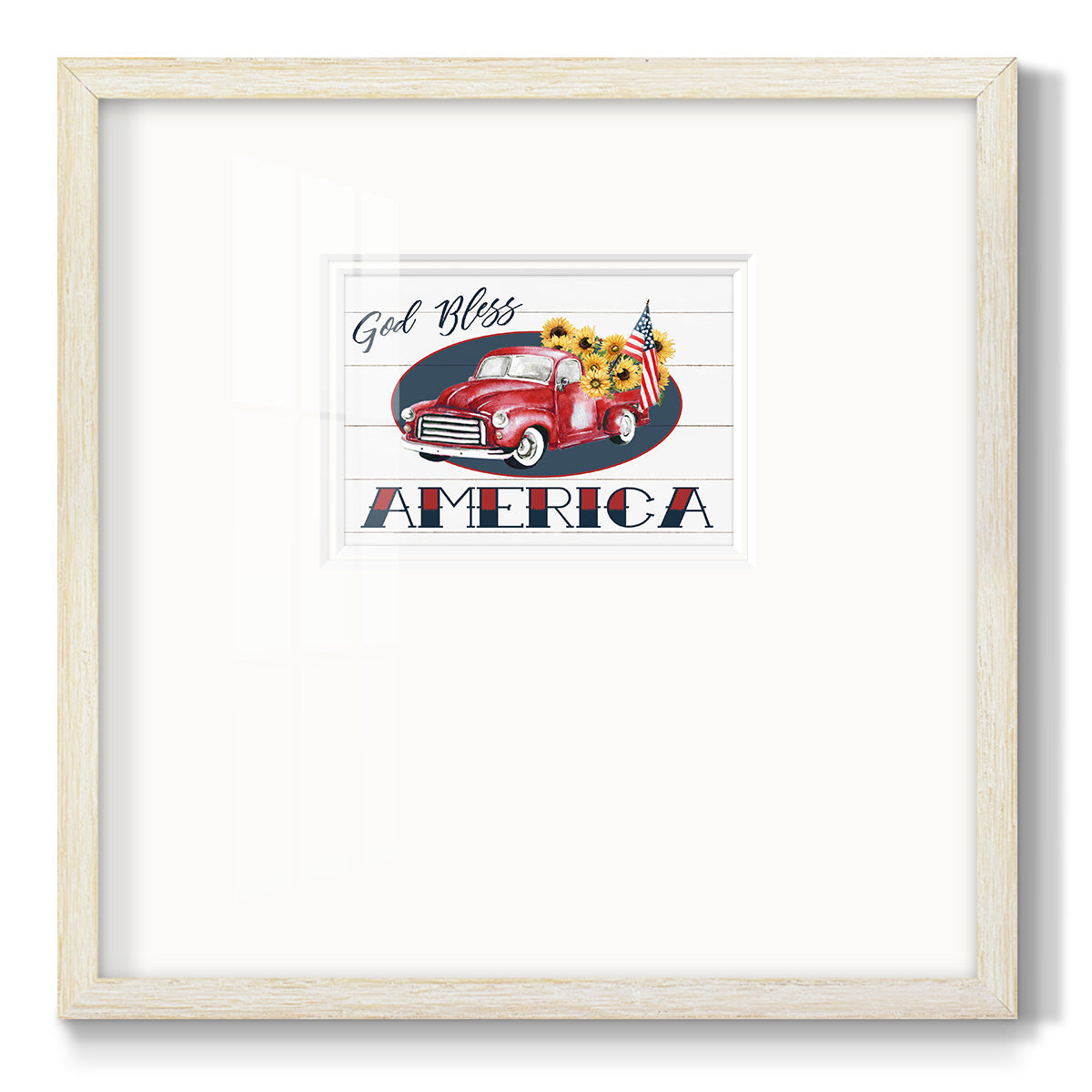 God Bless America Truck Premium Framed Print Double Matboard