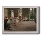 Early impressionist ballet rehearsal painting by Edgar Degas printed on canvas in an ornate weathered white frame.