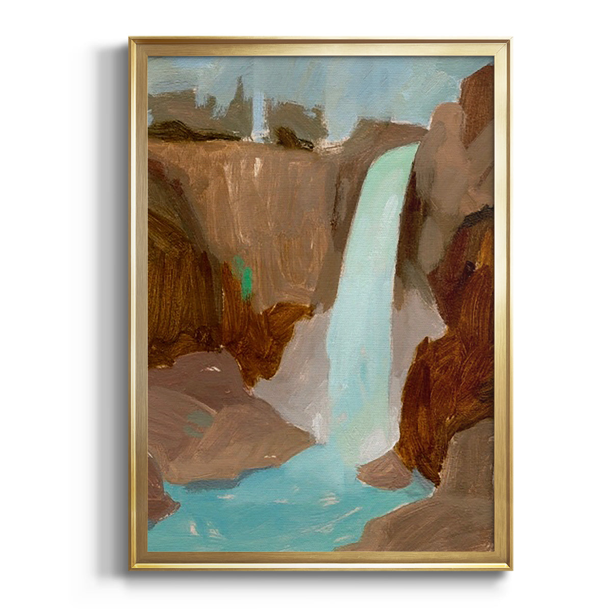 Turquoise Falls II - Modern Framed Canvas Print