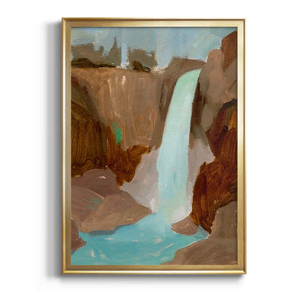 Turquoise Falls II - Modern Framed Canvas Print