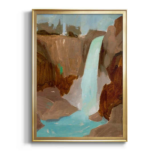 Turquoise Falls II - Modern Framed Canvas Print