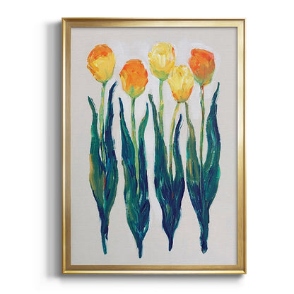 Tulips in a Row I - Modern Framed Canvas Print