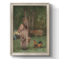 Realist genre scene of a milkmaid by Winslow Homer printed on canvas in an ornate champagne frame with a vertical orientation.