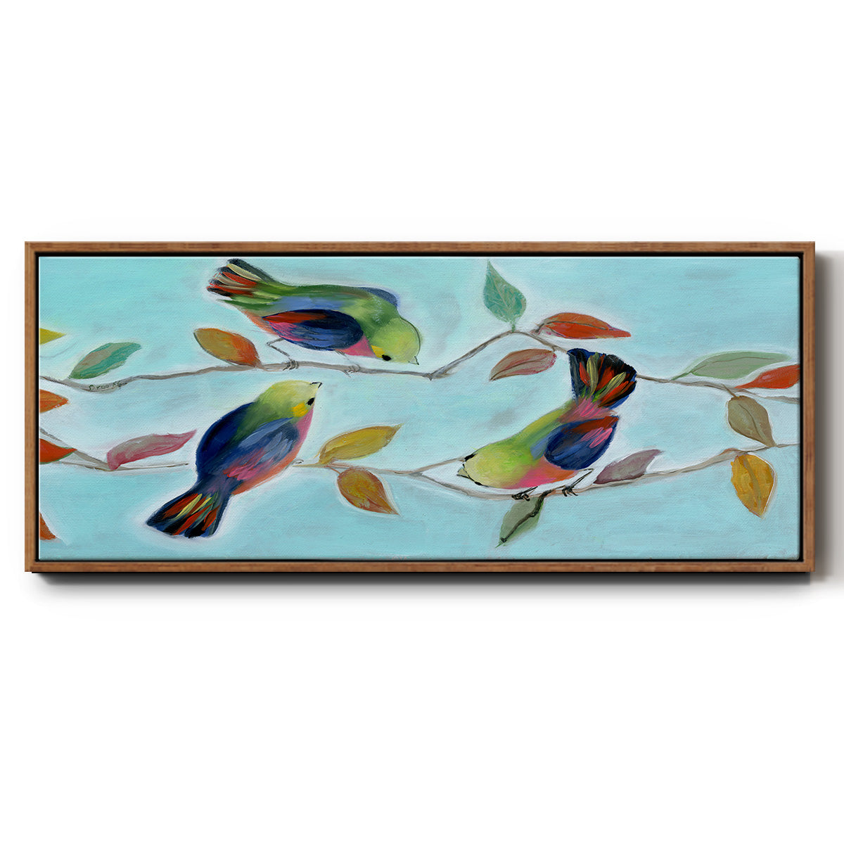 Bitty Birds I - Floater Framed Canvas Print