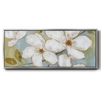 White Blossoms - Floater Framed Canvas Print