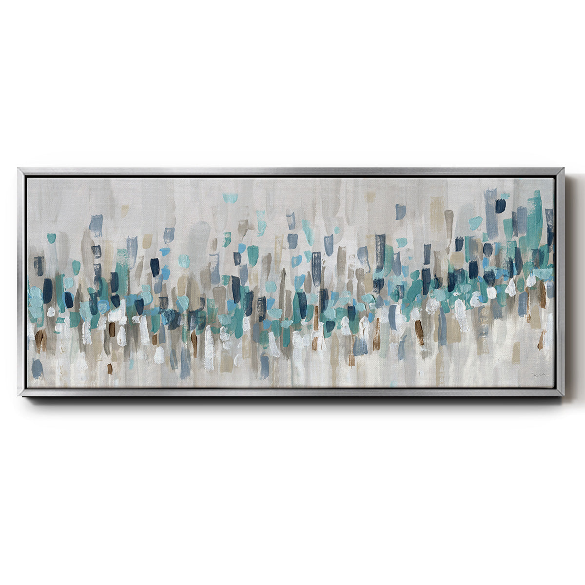 Blue Staccato - Floater Framed Canvas Print