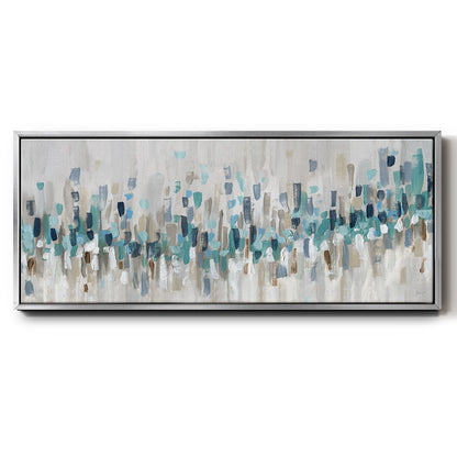 Blue Staccato - Floater Framed Canvas Print