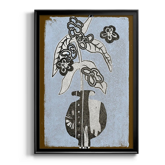 Graphic Flowers in Vase IV - Modern Framed Canvas Print