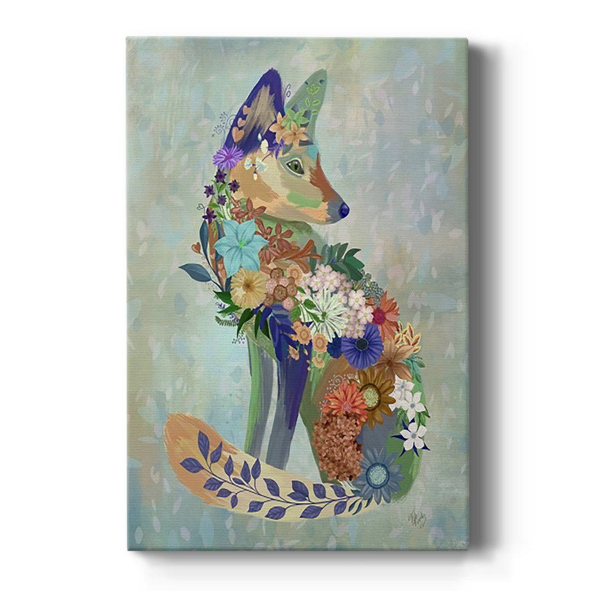 Fantastic Florals Fox, Sitting - Canvas Art Print