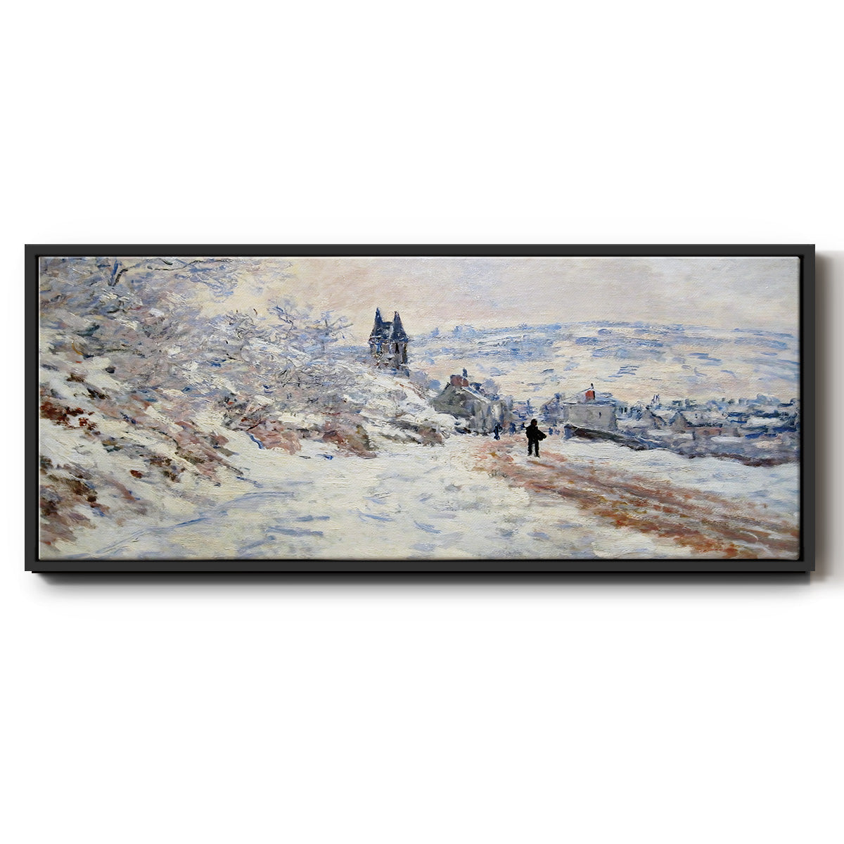 The Road to Vétheuil, Snow Effect, 1879 - Floater Framed Canvas Print