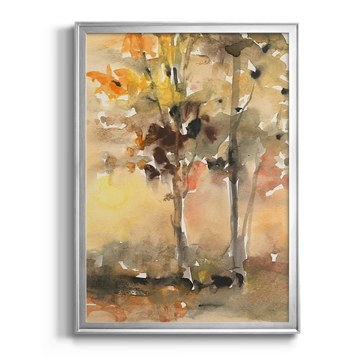 Fall Foliage Watercolor II - Modern Framed Canvas Print