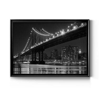 East River Lights - Modern Framed Canvas Print