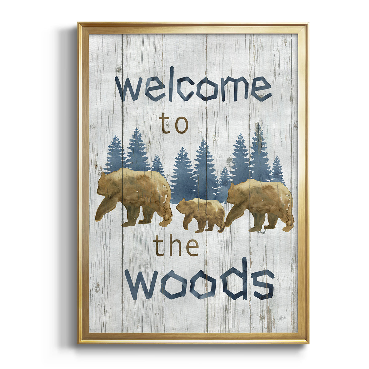 Welcome to the Woods - Modern Framed Canvas Print