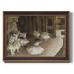 Impressionist ballet rehearsal scene by Edgar Degas printed on canvas in an ornate bronzed mahogany wood frame.