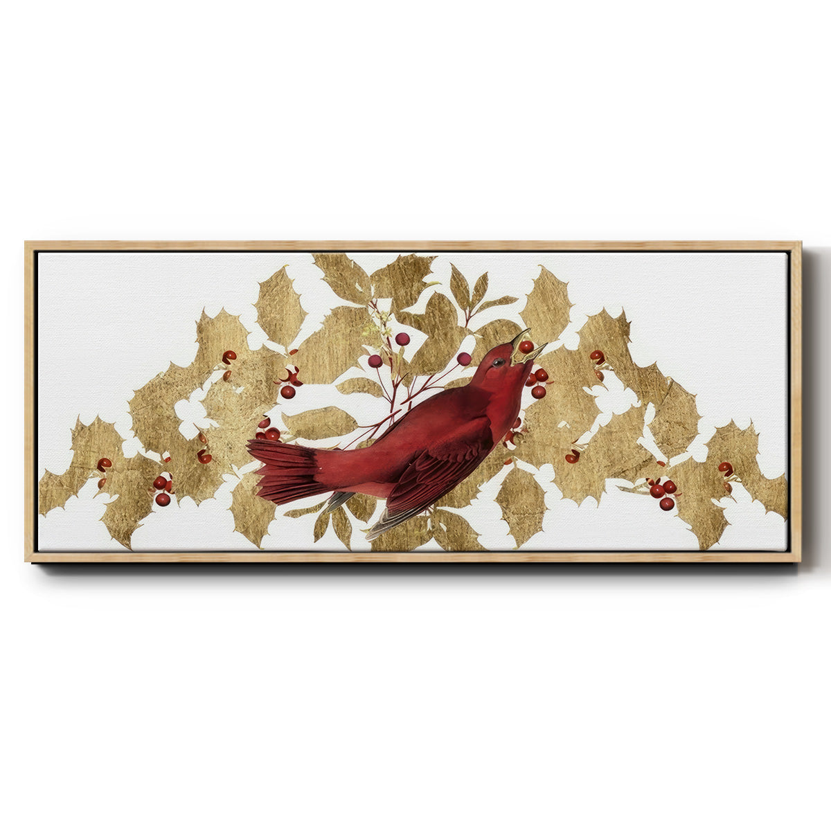 Red Bird Christmas Collection D - Floater Framed Canvas Print