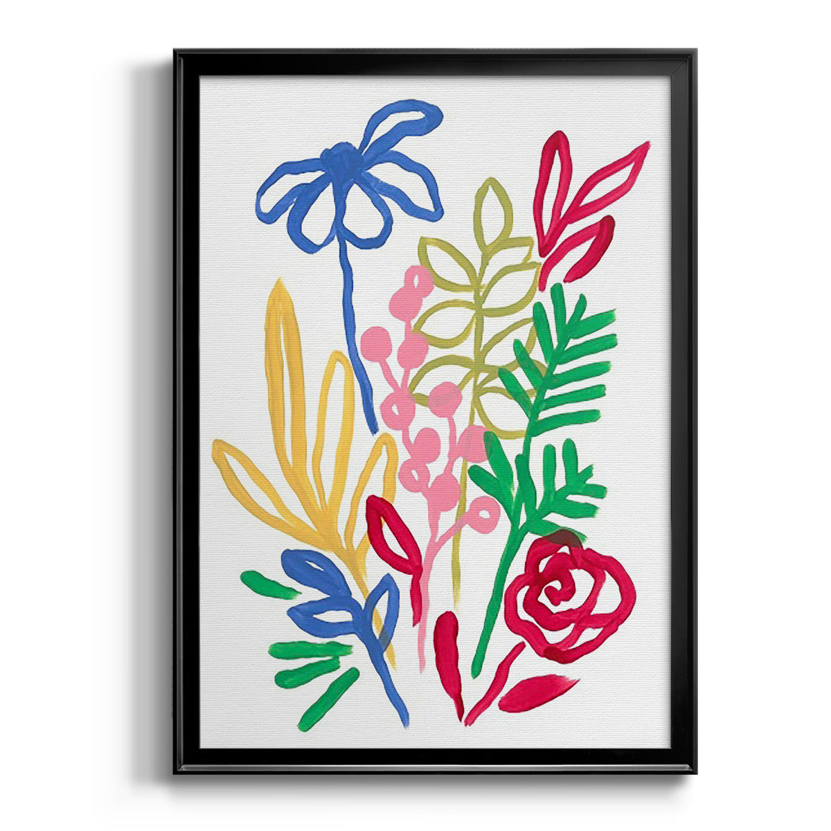 Bold Brushstroke Blooms I - Modern Framed Canvas Print