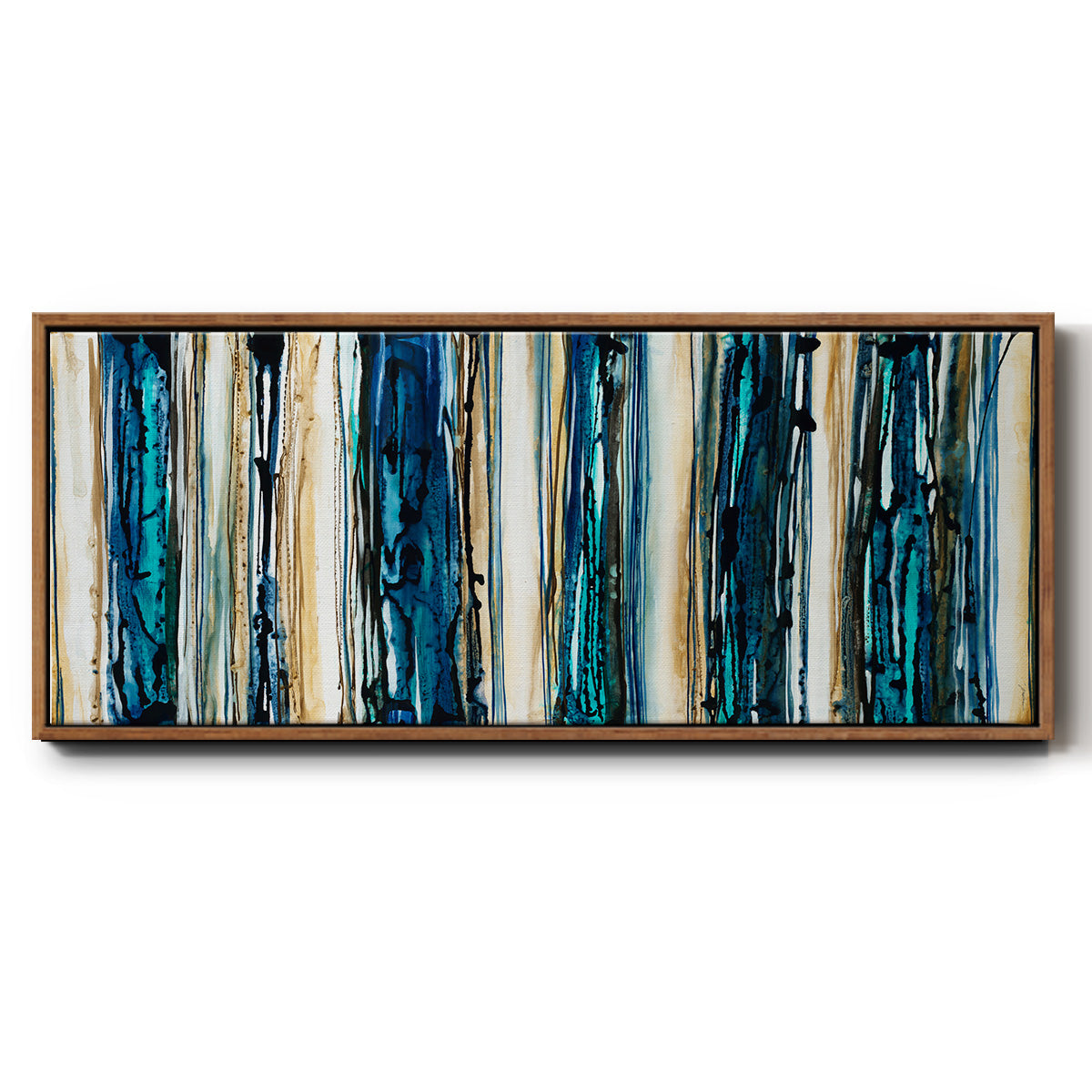 Blue Streaks - Floater Framed Canvas Print