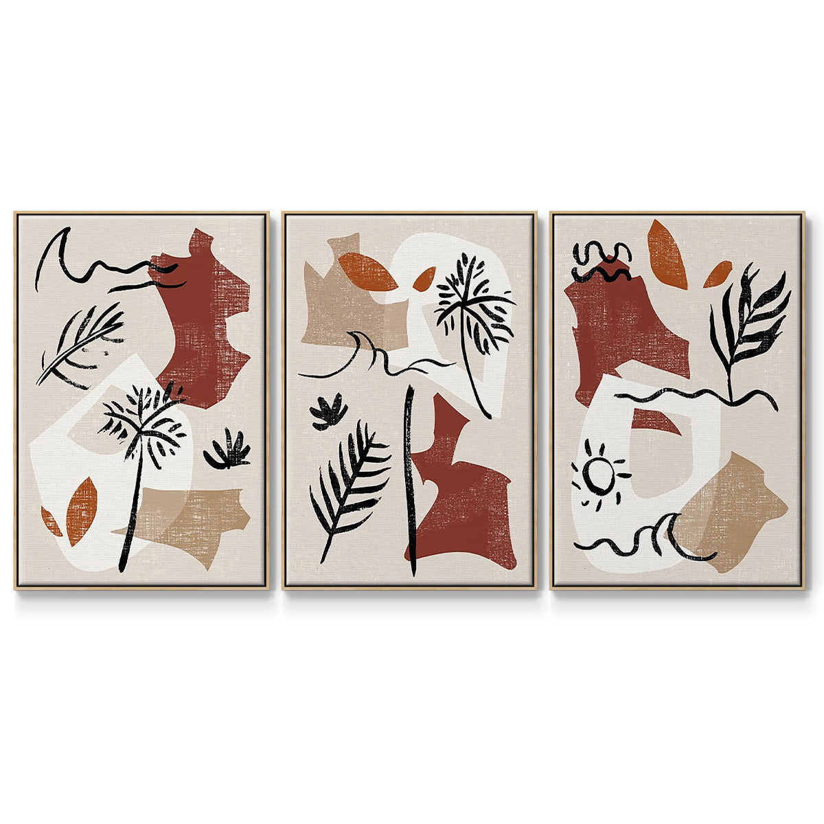 Soft Palms IV - Floater Framed Canvas Set