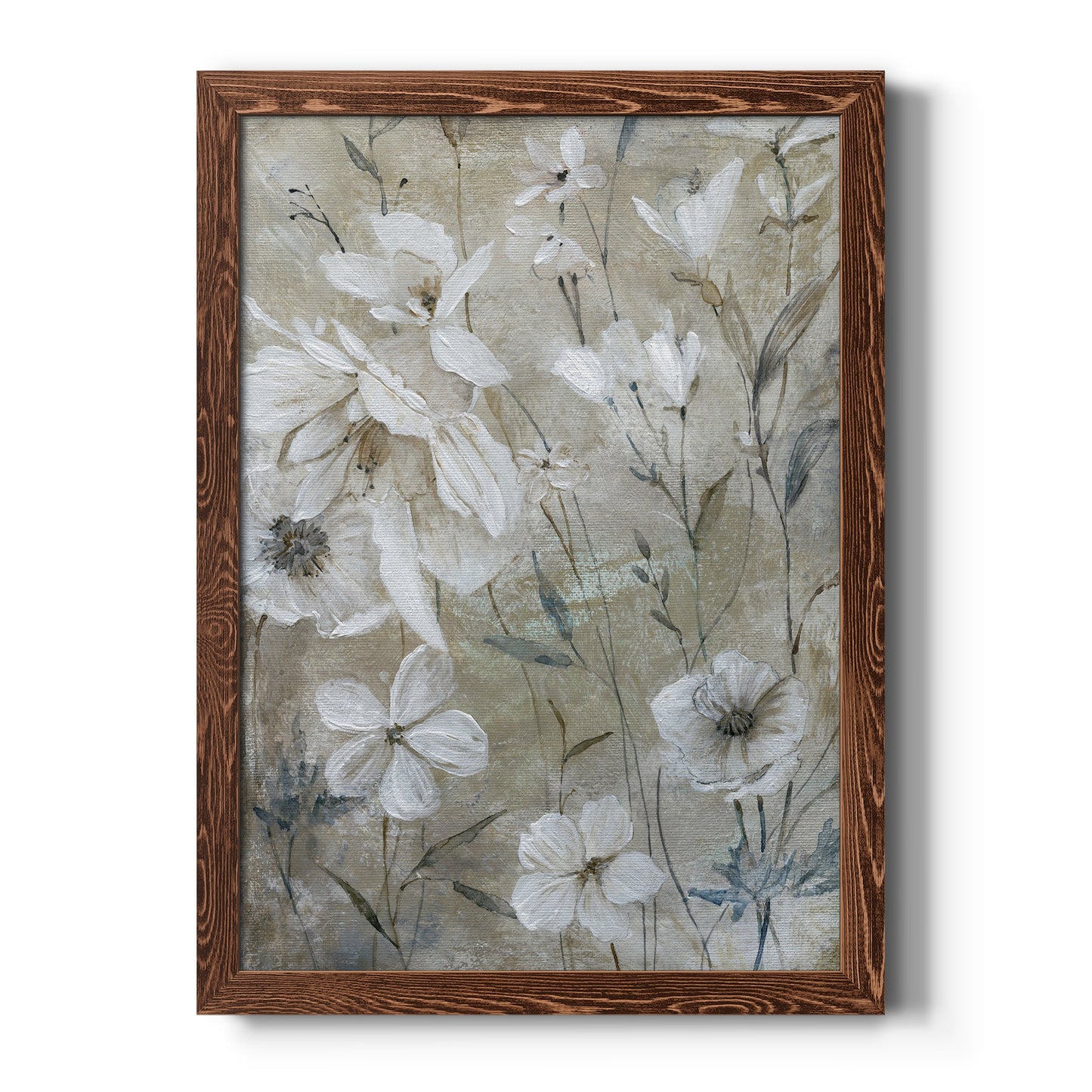 Wildflower Whites - Premium Canvas Framed in Barnwood - Ready to Hang