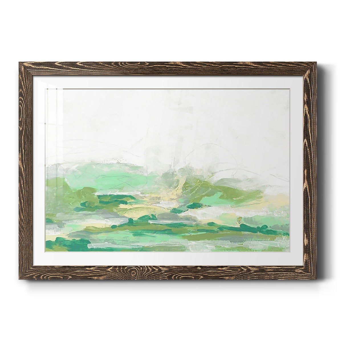 Green Mist Vista I - Barnwood Framed Art Print