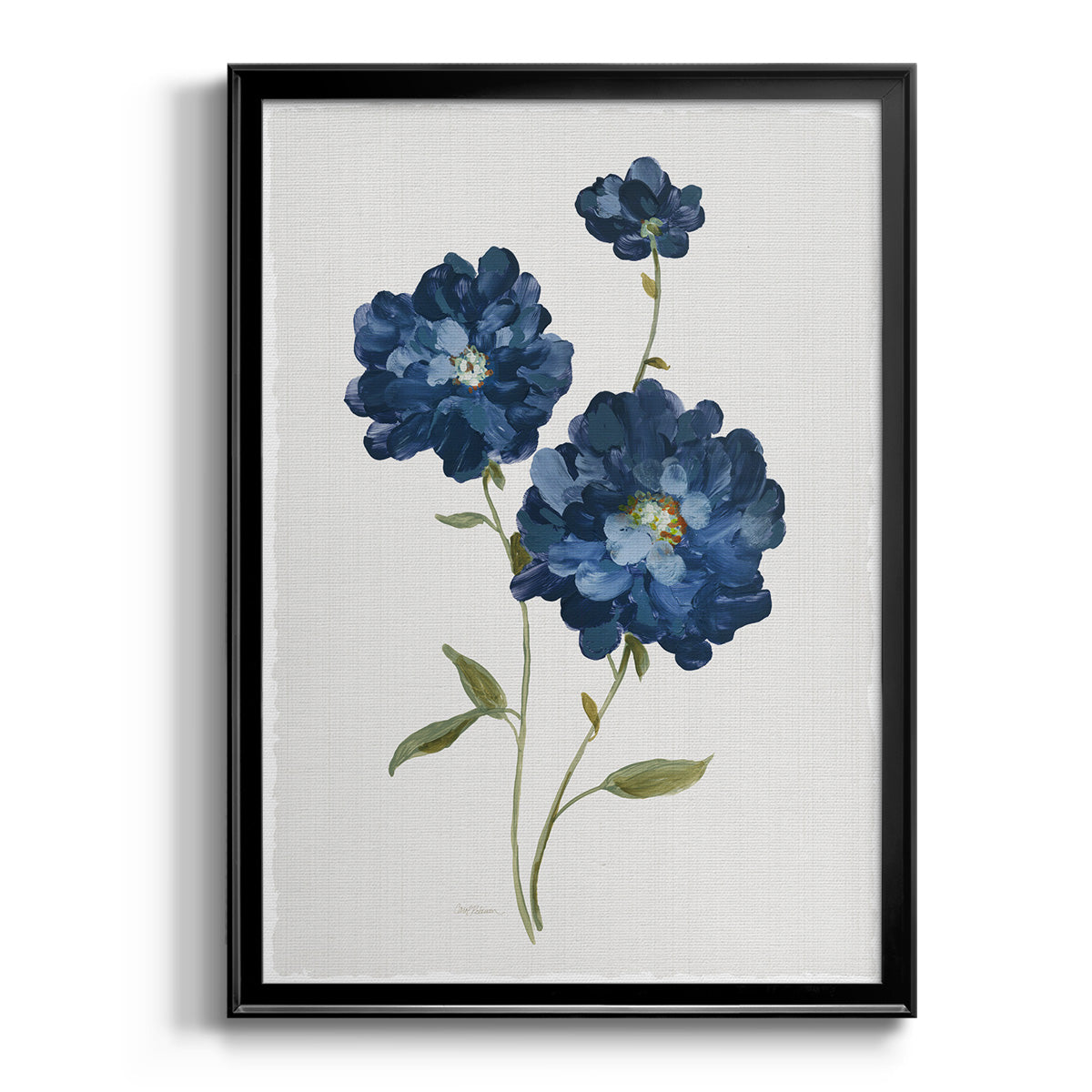 Blue Mums - Modern Framed Canvas Print