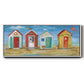 Bright Beach Huts - Floater Framed Canvas Print