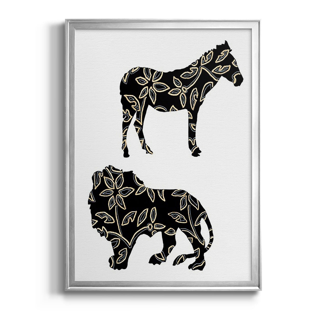 Ornamental Safari Animals I - Modern Framed Canvas Print