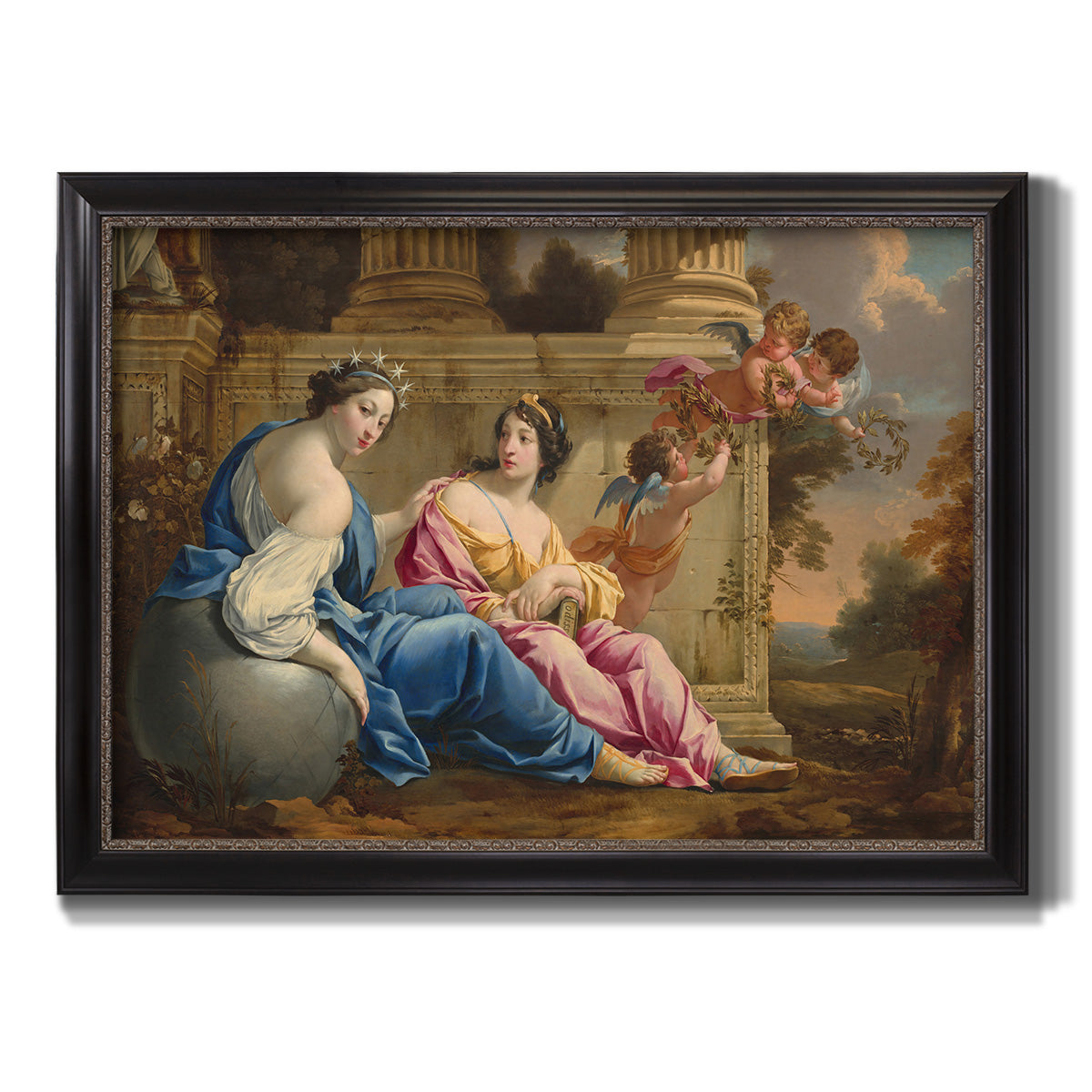The Muses Urania and Calliope - Ornate Framed Canvas Print