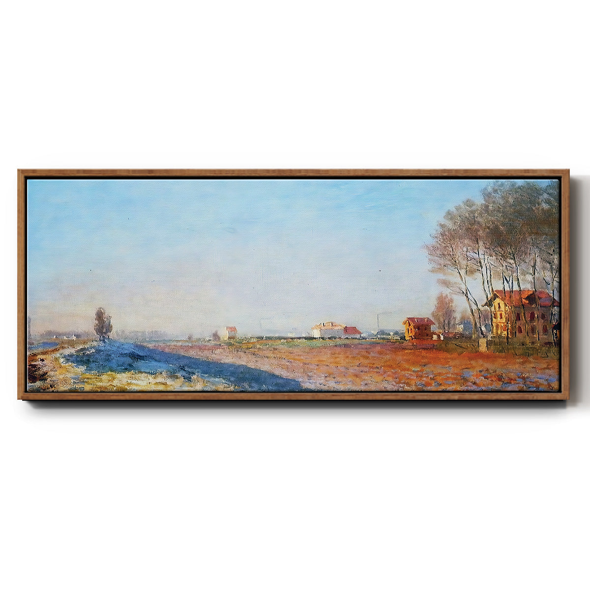 The Plain of Colombes, White Frost, 1873 - Floater Framed Canvas Print