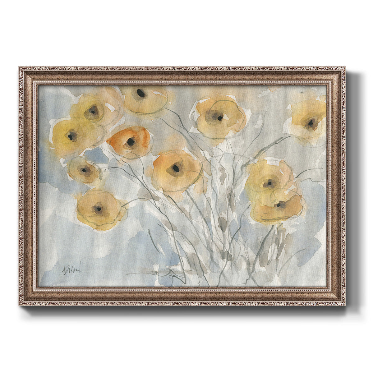 Sunset Poppies II Premium Framed Canvas- Ready to Hang