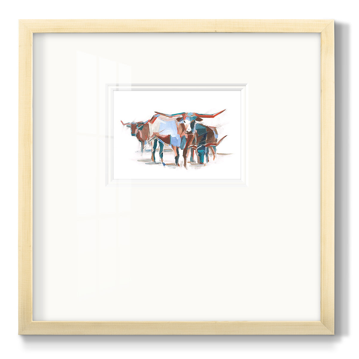 Modern Longhorns II Premium Framed Print Double Matboard