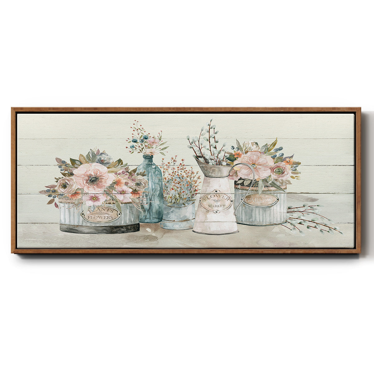 Flower Market - Floater Framed Canvas Print