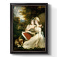 Classical portrait of the Frankland sisters by John Hoppner printed on canvas in an ornate black frame with gilded inner detail with a vertical orientation.