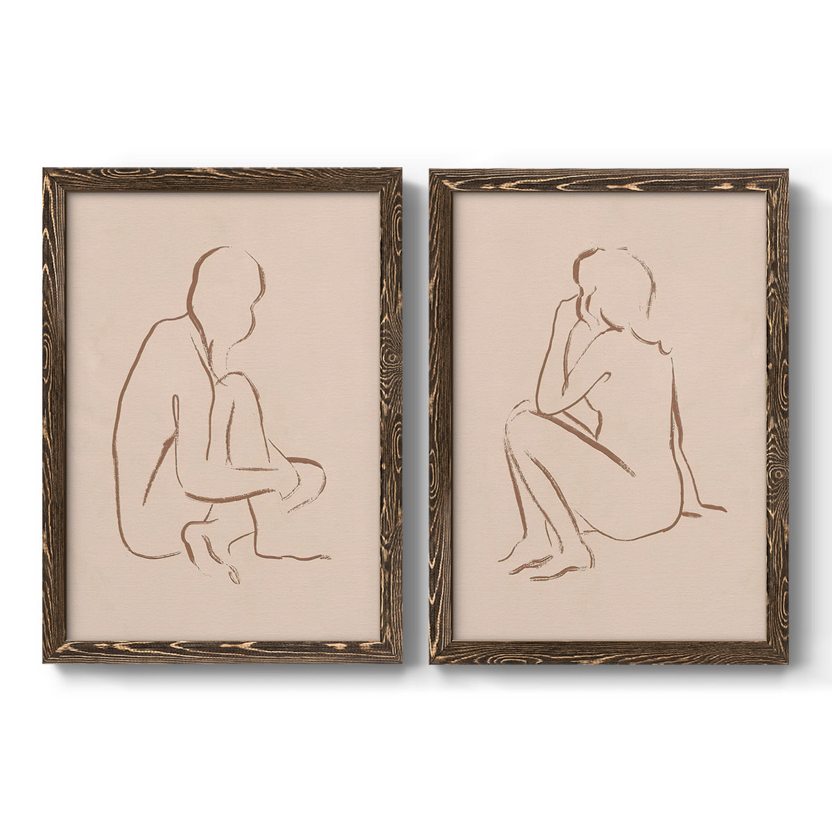 Sketched Pose I - Premium Framed Canvas 2 Piece Set - Ready to Hang