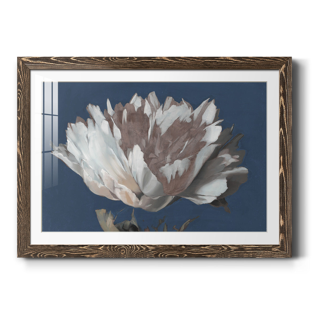 White Peony - Barnwood Framed Art Print