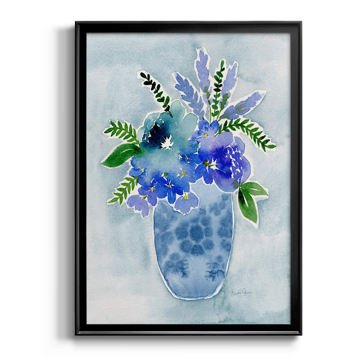 Blue Bouquet I - Modern Framed Canvas Print