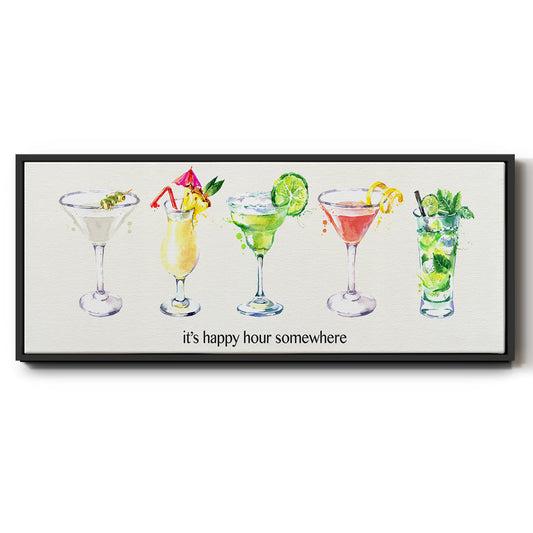 Happy Hour Cocktails - Floater Framed Canvas Print