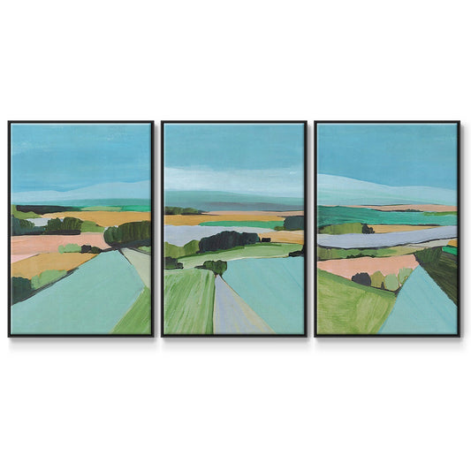 Bright Colored Countryside I - Floater Framed Canvas Set